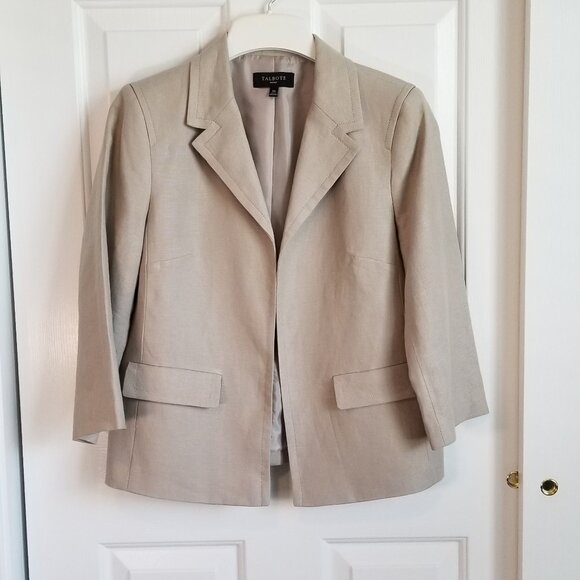 Talbots Tan Linen 3/4 Sleeve Jacket Blazer - Picture 1 of 4